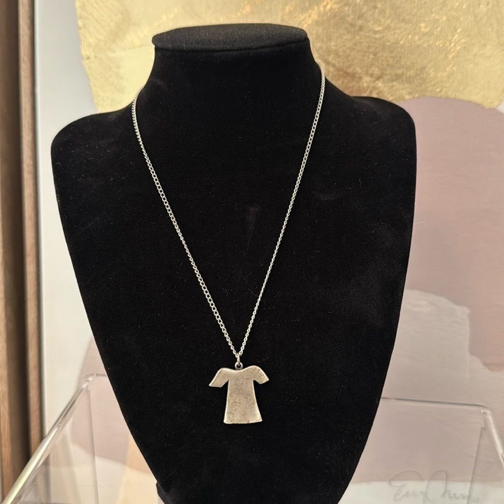 Vintage Silver Tone Tee T-Shirt Layering Necklace